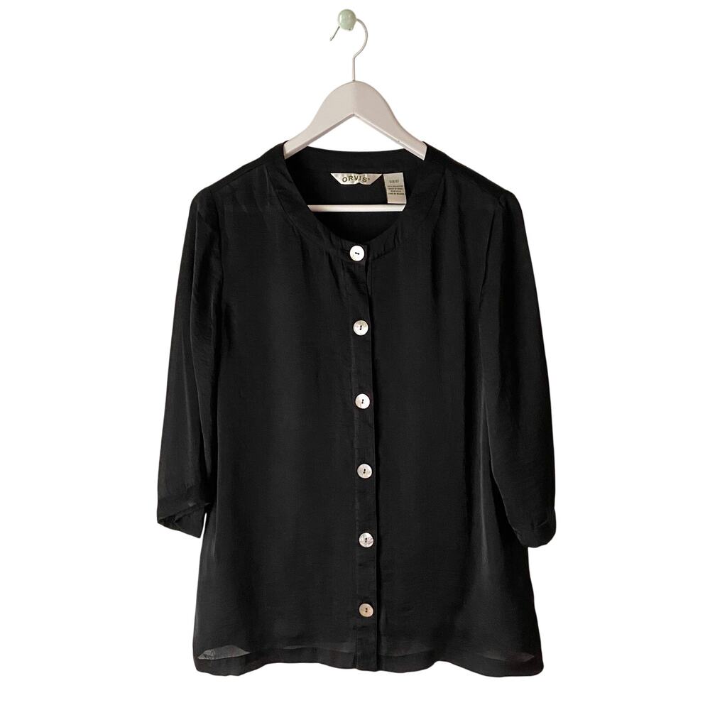 Orvis Vintage Black Blouse Size Small